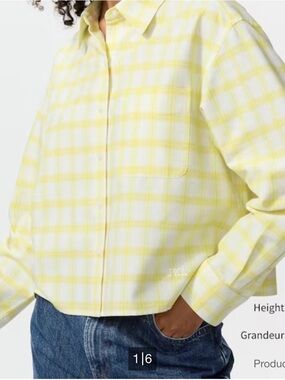 Uniqlo Yellow and White Plaid Button-Down Shirt